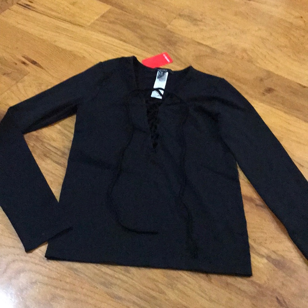 NWT Forever 21 Long Sleeve Lace Up Top